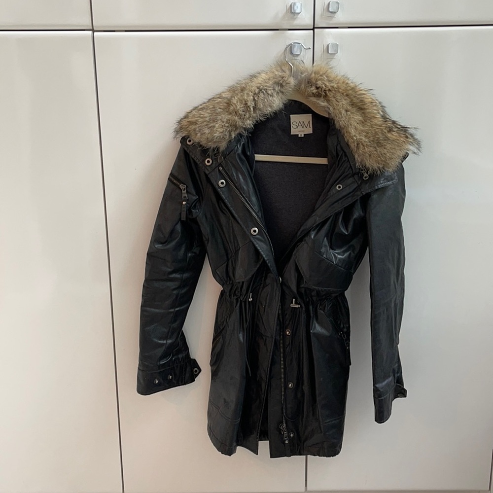 SAM JACKET leather CAMPER PARKA with fur